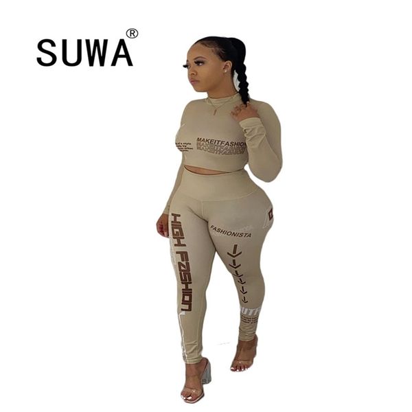 

fitness wear fall winter workout clothes for women two piece matching sets knitted sweat skinny pants casual outfits 210525, White