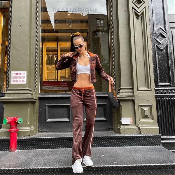 

winter leisure sports letter women tracksuits coat pants 2 two pieces sets for striped stitching comfortable activitywear suits outfit, Gray