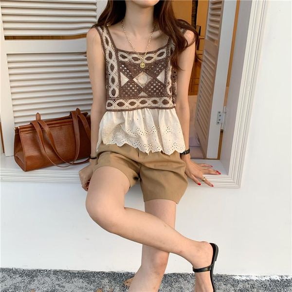 

women's tanks & camis bohe women korean sleeveless short bottoming camisole female outerwear seaside holiday crop, White