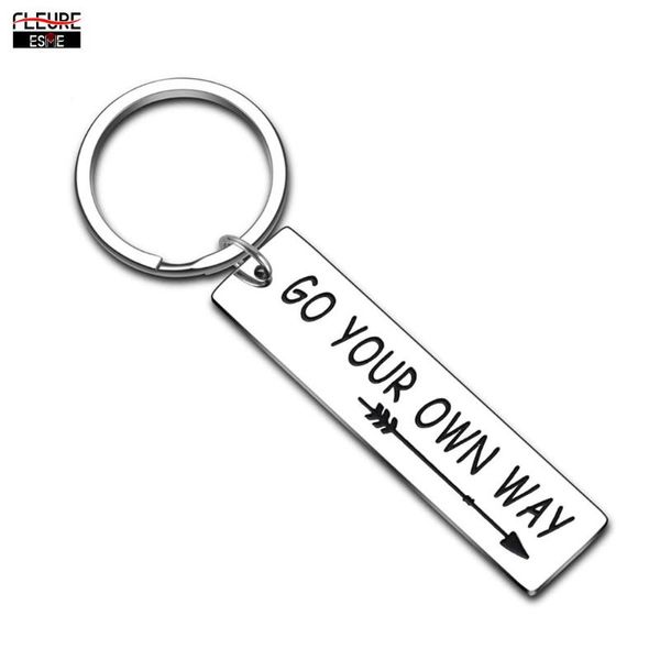 

keychains birthday graduation gifts keychain for friends daughter son go your own way engagement present men women girls boys, Silver