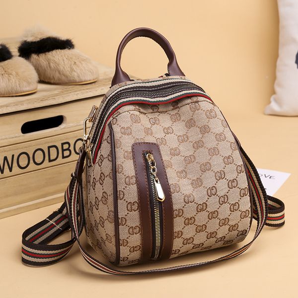 

fashion multi backpack women's double single shoulder bag three purpose style old flower small multi-layer handbags