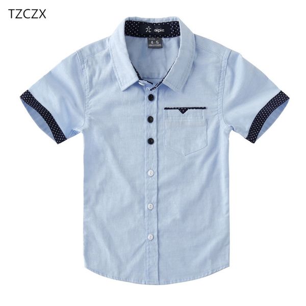 

promotichildren shirts casual solid cotton short-sleeved boys shirts for 4-12 years students wear in school 210713, White;black