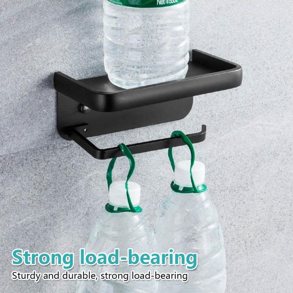 

toilet paper holders aluminum holder bathroom wall punch-mount wc phone shelf towel roll accessories black