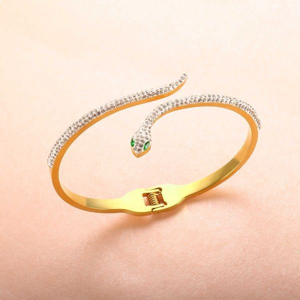

luxury full clay stone bracelet snake with green eyes bangles for men women fashion jewelry gift q0717, Black
