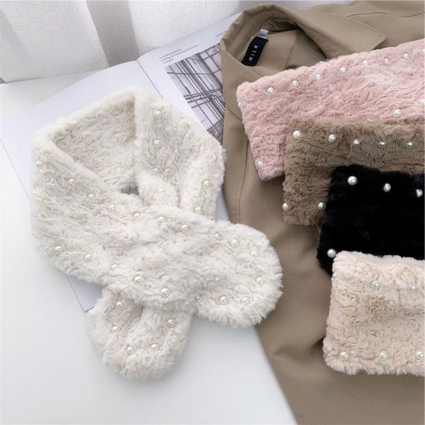 

scarves 2021 winter ladies collar scarfs fashion pearl plush women's scarf imitation fur korean cute warm ins stondents, Blue;gray