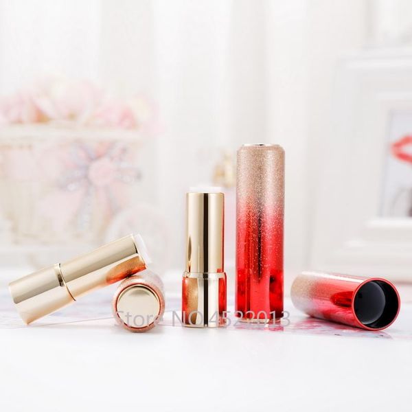 

storage bottles & jars 12.1mm 10/30/50pcs gradient red gold shiny press type round lipstick tube,diy empty lip container shell packagin