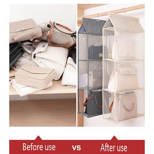 

storage bags 2/3/4 layers handbag organizers for wardrobe hanging closet dust-proof bag purse tote clothes pocket organizer tools