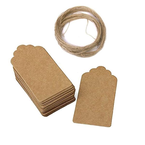 

other arts and crafts 50pcs rustic 45*90mm scalloped kraft paper / blank brown tag wedding favour gift diy luggage price label wit