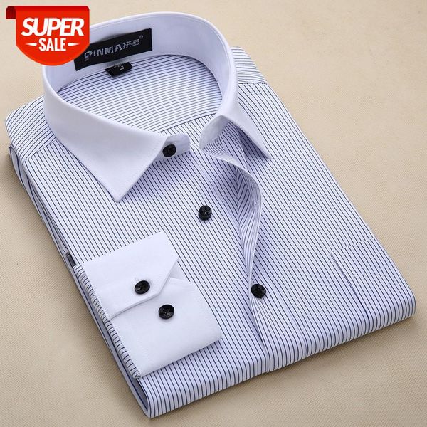 

plus size 8xl slim fit long sleeve striped patchwork white collar non-iron easy care mens dress shirts #1q0g, White;black
