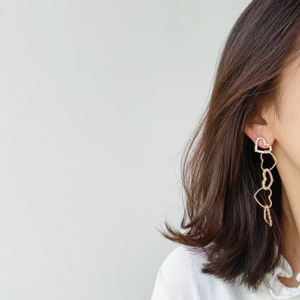 

korean east gate with love tassel big earrings show small face long net red, Silver