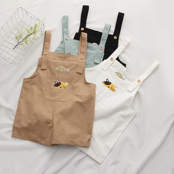 

women's jumpsuits & rompers women cute mini short overalls animal print solid color style college korean, Black;white