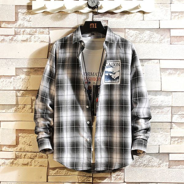 

2021 men's hip hop streetwear shirts long sleeves new spring autumn plus overasian size m-5xl exkn, White;black