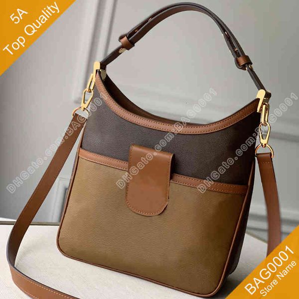

5a half-arc underarm bag brown canvas stylish shoulderbag with box b064(45194) bag0001