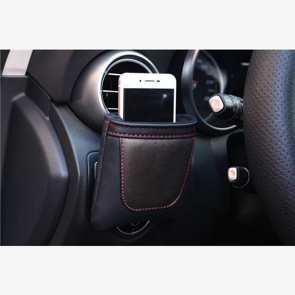 

car organizer pu leather bag clip on air outlet tidy storage phone holder for 500 500x 500s 500l tipo punto bravo panda ont qubo