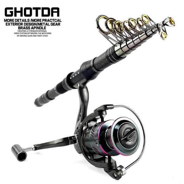 

boat fishing rods rod and reel combo set 1.8-3.0m mini rock with metal spool spinning