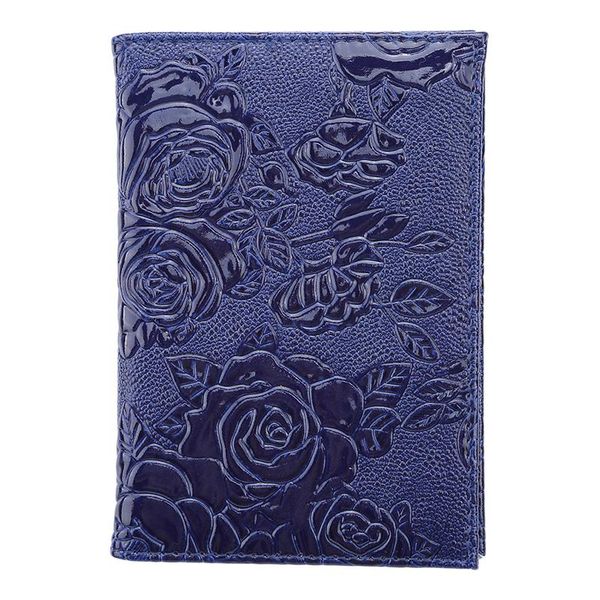 

card holders 1pc embossed rose pu leather women three-dimensional travel passport holder embossing cover, Brown;gray