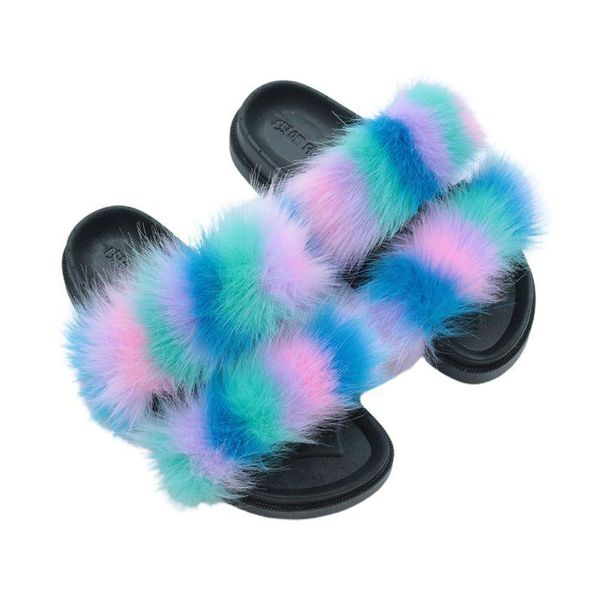 

slippers women slip-on open toe summer fashion plush flip flops non-slip sandals, Black