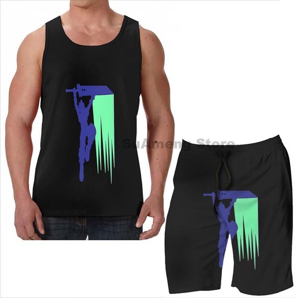 

men's tracksuits summer funny print men tank women cloud strife beach shorts sets fitness vest, Gray