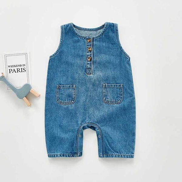 

jumpsuits baby denim pants overalls spring autumn infant girls rompers boys, Blue