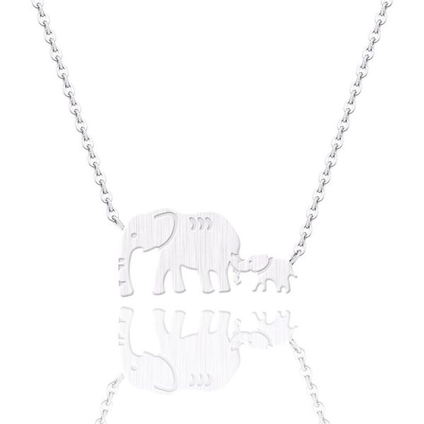 

pendant necklaces 10pcs animal elephant & pendants mama baby double necklace women female jewelry mom mother's day gift, Silver