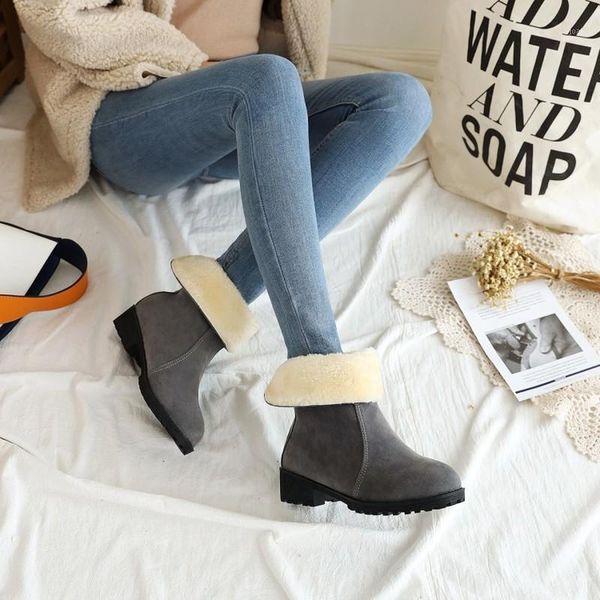 

boots simple women winter shoes platform female warm botas mujer 2021 booties ankle for snow black plus size34-461