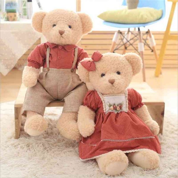 

new plush toy teddy bear doll pastoral couple teddy bear press doll pair