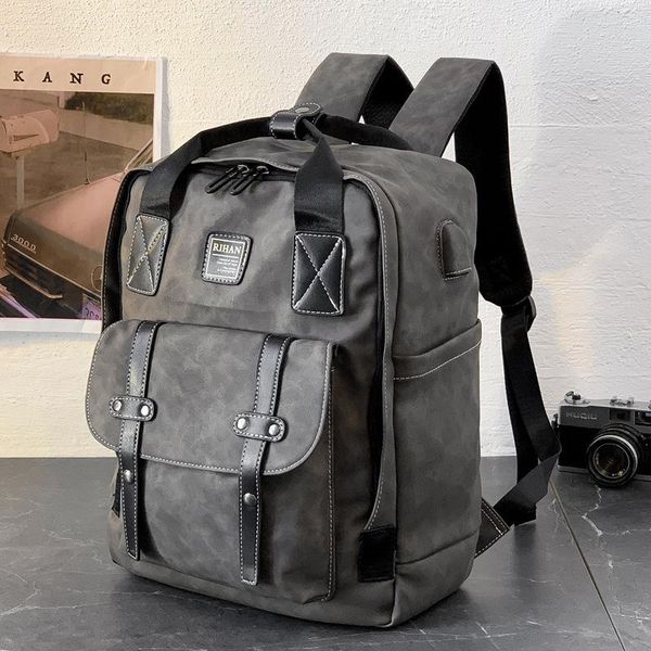 

backpack retro soft leather backpacks men fashion outdoor travel bag large capacity men's backapcks shoulder handbag computer