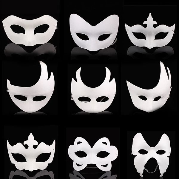 

halloween full face masks diy hand-painted pulp plaster covered paper mache blank mask white masquerade masks plain party mask
