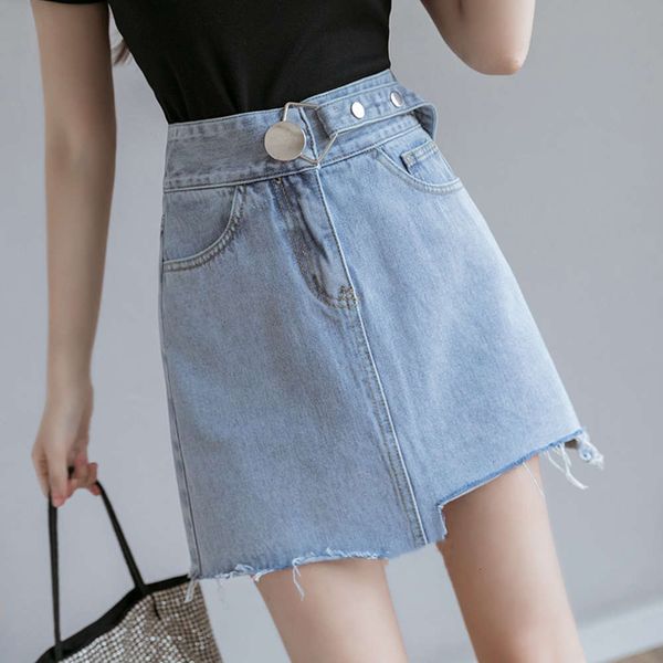 

2021new korean high waist a-line denim skirt in spring and summer of 2021, Blue