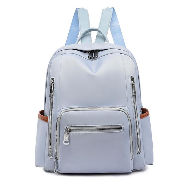 

female backpack pu leather 2021 women backbag blue youth girl new school bag waterproof solid color for shopping