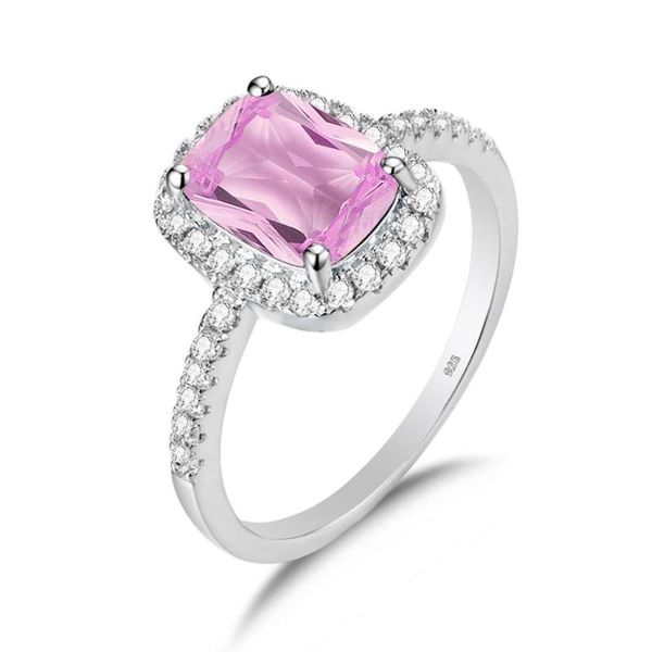 

cluster rings szjinao pink crystal sterling silver ring bague femme argent 925 boho jewelry with diamond gemstones ringen anniversary gift, Golden;silver