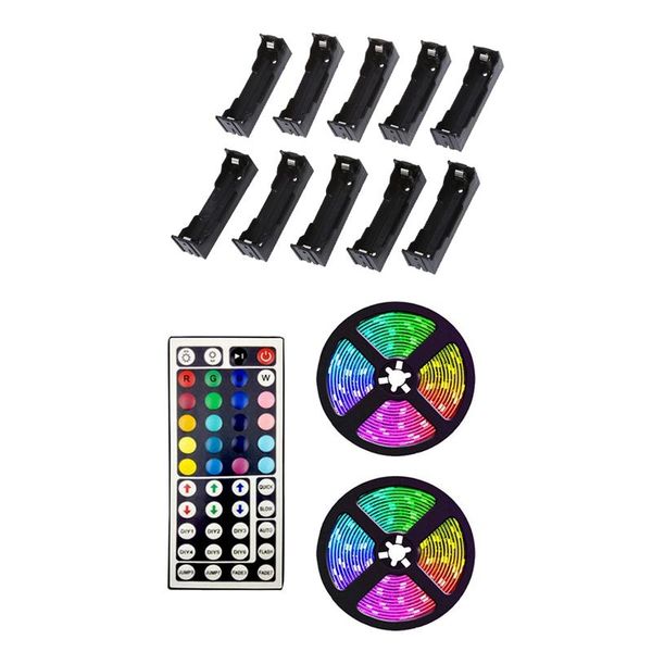 

strips 10x black open battery holder case box for 3.7v 18650 & 2x 10m waterproof led strip lights us plug