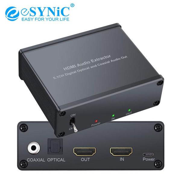 

audio cables & connectors esynic extractor with power adaptor to optical toslink spdif+coaxial converter adapter support 4k 3d