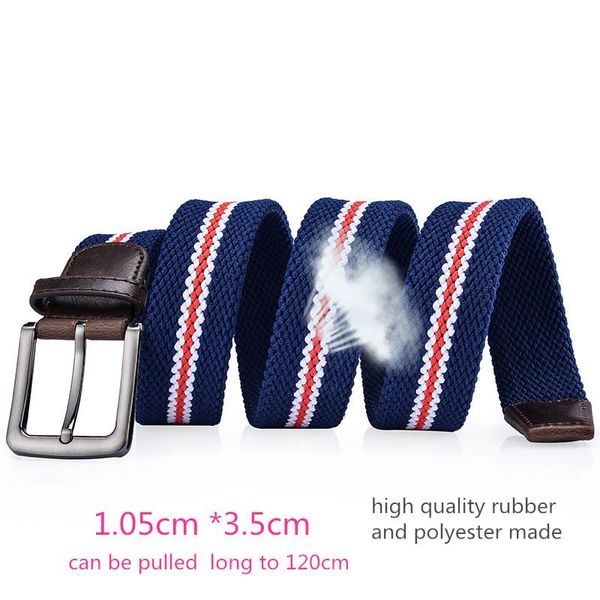 

belts 2021 brand men canvas high elastic belt rubber polyester stretch correa, Black;brown