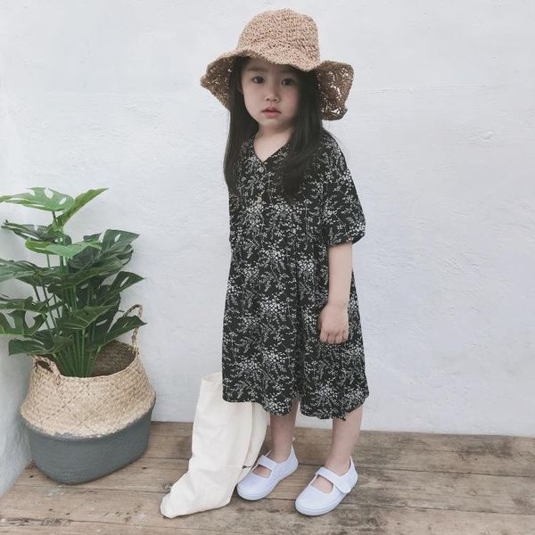 

girl's dresses baby summer korean floral princess dress children clothing short-sleeve beach girl clothes flowers cute, Red;yellow