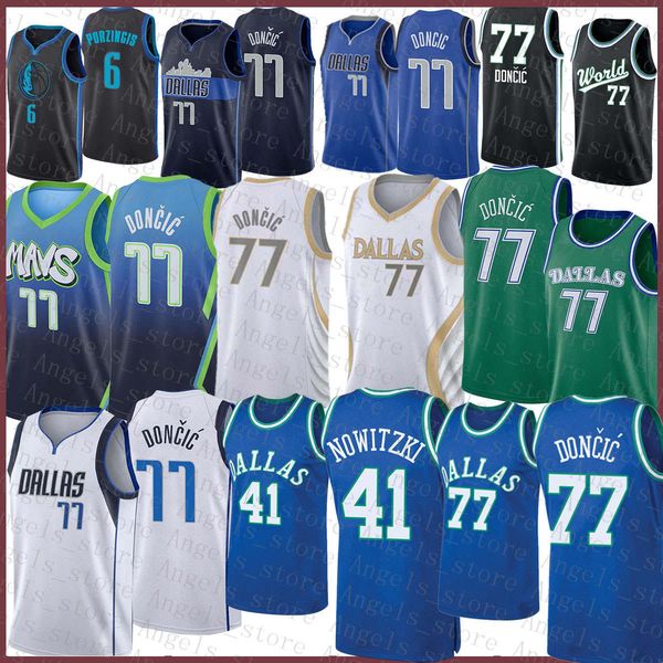 

luka kristaps 6 porzingis 77 doncic mens dirk 41 nowitzki youth dallas mavericks 2020 2021 new basketball jersey multi 15 blue, Black;red