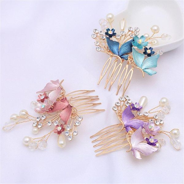 

hair clips & barrettes elegant jewelry rhinestone wedding accessory flower bridal hairpin crystal comb, Golden;silver