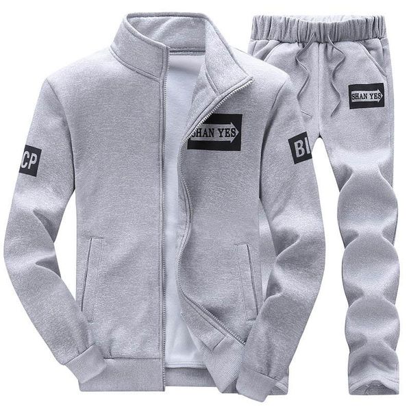 

men's tracksuits spring autumn men sportswear running joggers tracksuit long sleeve jacket pants casual set sweatpants sweatshirt sport, Gray