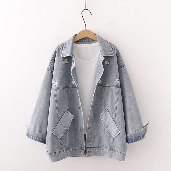 

2021foreign style denim jacket women's autumn 2020 new korean embroidery daisy net red casual loose fashion, Black;brown