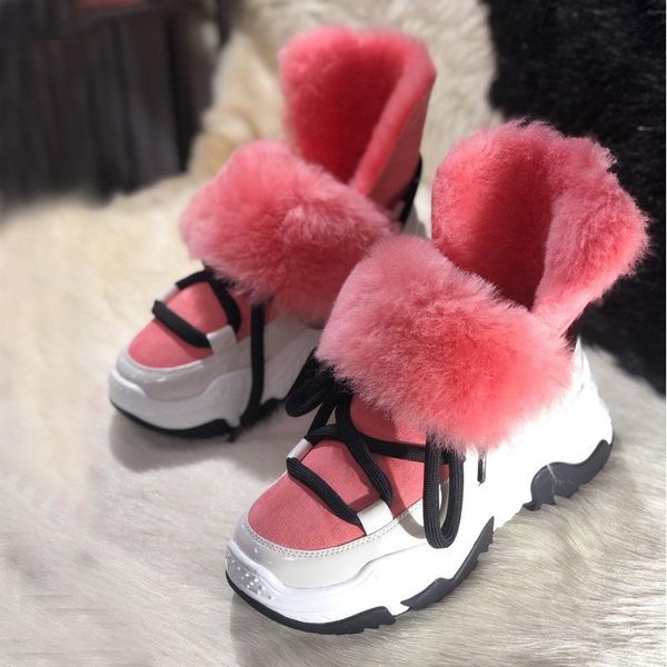 

boots be used with 20 winter sheepskin one-piece cotton can wool leather anti-skid soles and handsome show, Black