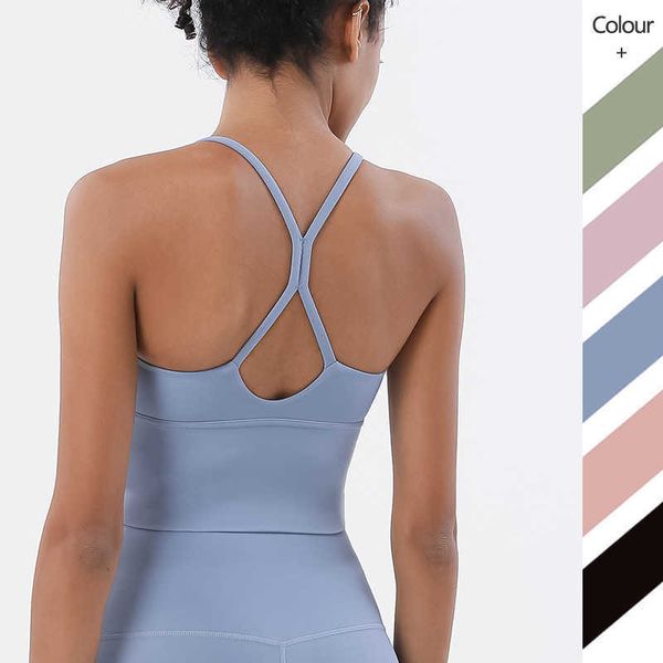 

lu-05 yoga outfits sports bra small sling cross back gym clothes women underwears vest running fitness athletic tank, White;red