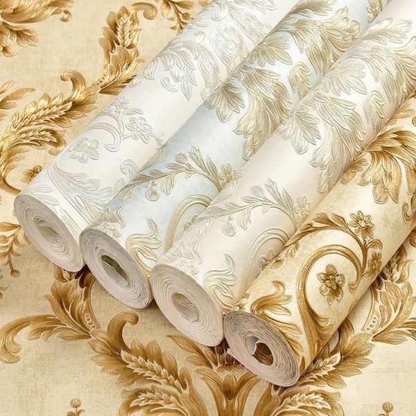 

wallpapers self-adhesive wallpaper retro damascus pattern self-stick 3d stereo wall paper removable floral bedroom