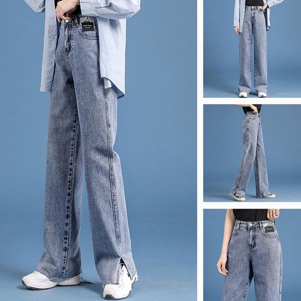 

women's jeans style street wide-leg pants spring 2021 high-waist, Blue