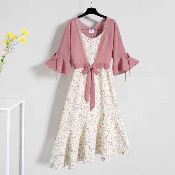 

2021 female fashion 2 piece defines elegant petal shirt + floral printed waist casual summer irregular beach suit h118 6bx2, Black;gray