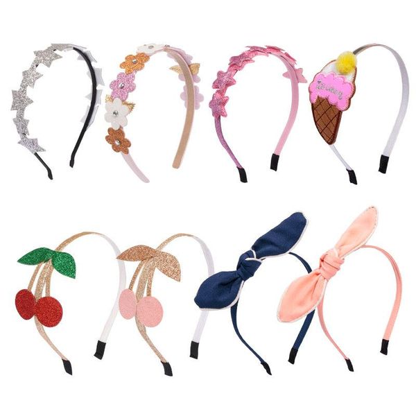 

hair accessories girls cute cartoon flower fruit hairbands sweet ornament headband hoop fashion gifts, Slivery;white