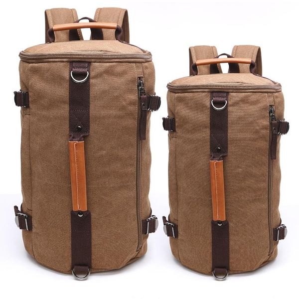 

backpack large capacity men canvas mochila travel luggage bucket shoulder bag mountaineering versatile
