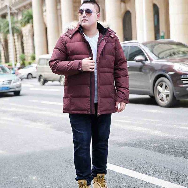 

down jacket men's hair collar warm size fat man medium long extra large cold proof suit, Black