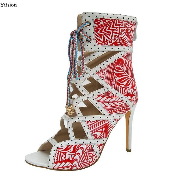 

boots olomm women summer ankle stiletto high heels peep toe charm red green yellow black shoes us size 4-10.5