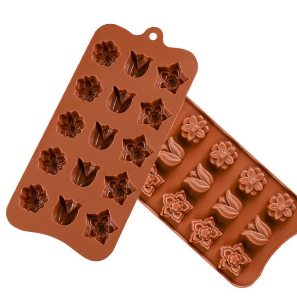 

baking moulds 2021 diy silicone chocolate mold jelly pudding cake bakeware stable 15 holes flower ice cube