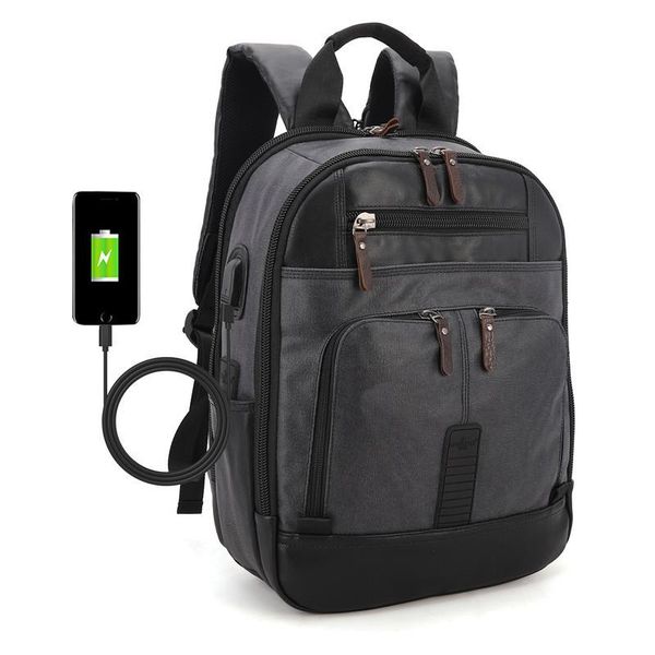 

backpack angelkiss vintage waterproof canvas lapwith usb charging function
